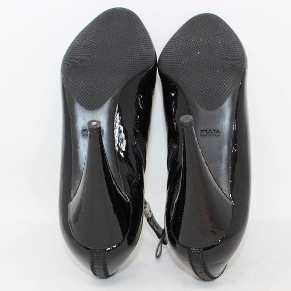 PRADA #39815 Black Patent Leather Bootie Heels (US 7.5 EU 37.5) - Picture 4 of 10